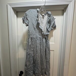 J. Crew Silk Dress with Blue and Teal Pattern